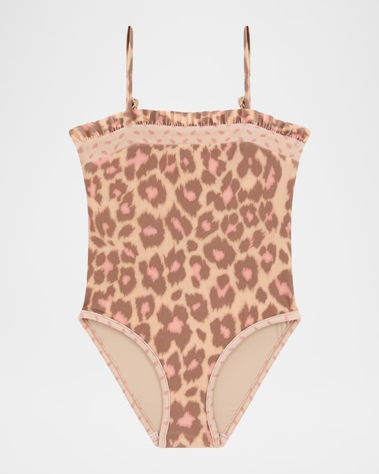 Girl's Patience Leopard-Print One-Piece Swimsuit, Size 2-12 by ZIMMERMANN
