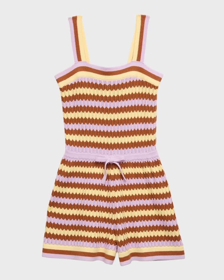 Girl's Pop Knitted Romper, Size 4-12 by ZIMMERMANN