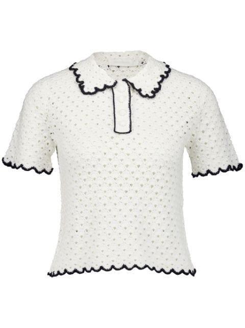 Halliday Scallop knitted polo t-shirt by ZIMMERMANN