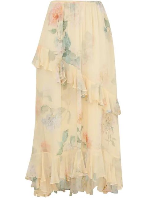 Illuminate asymmetric maxi skirt by ZIMMERMANN