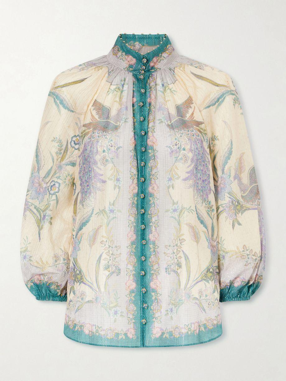 Indra Billow metallic cotton and silk-blend blouse by ZIMMERMANN