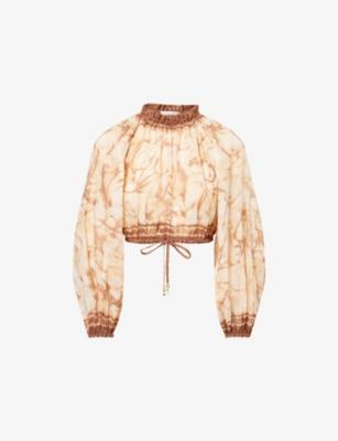 Indra Frill-Collar Woven Top by ZIMMERMANN