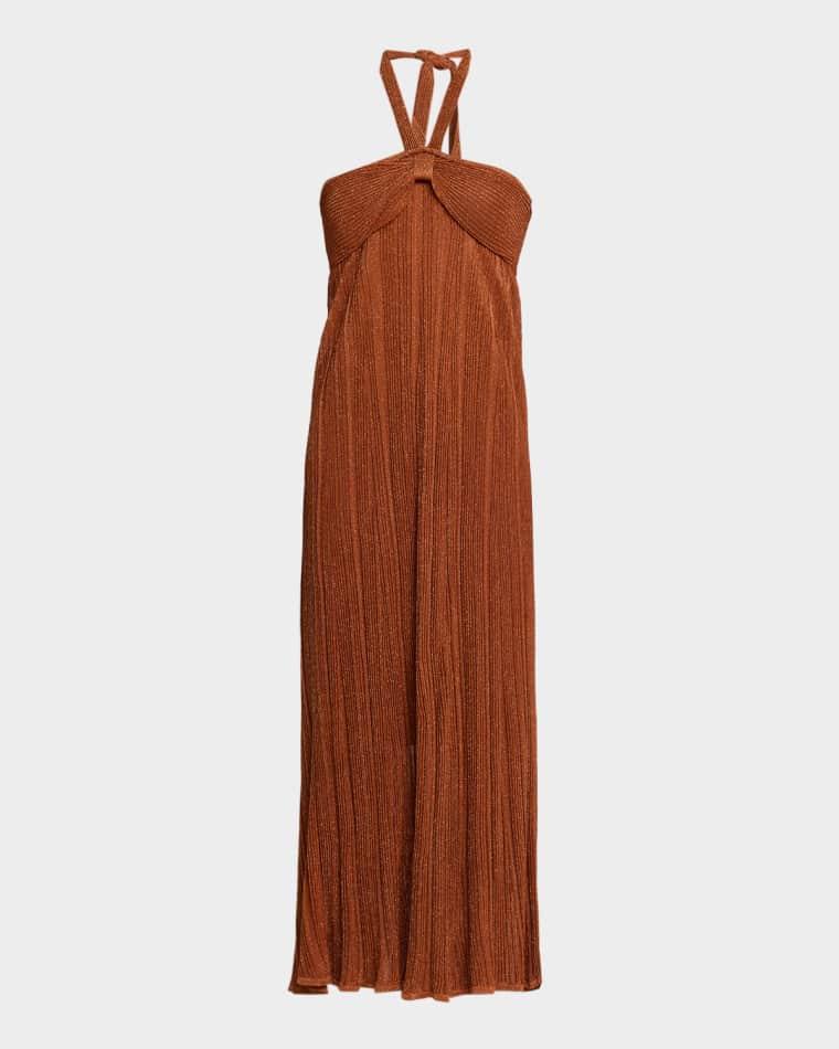 Indra Metallic Halter Dress by ZIMMERMANN