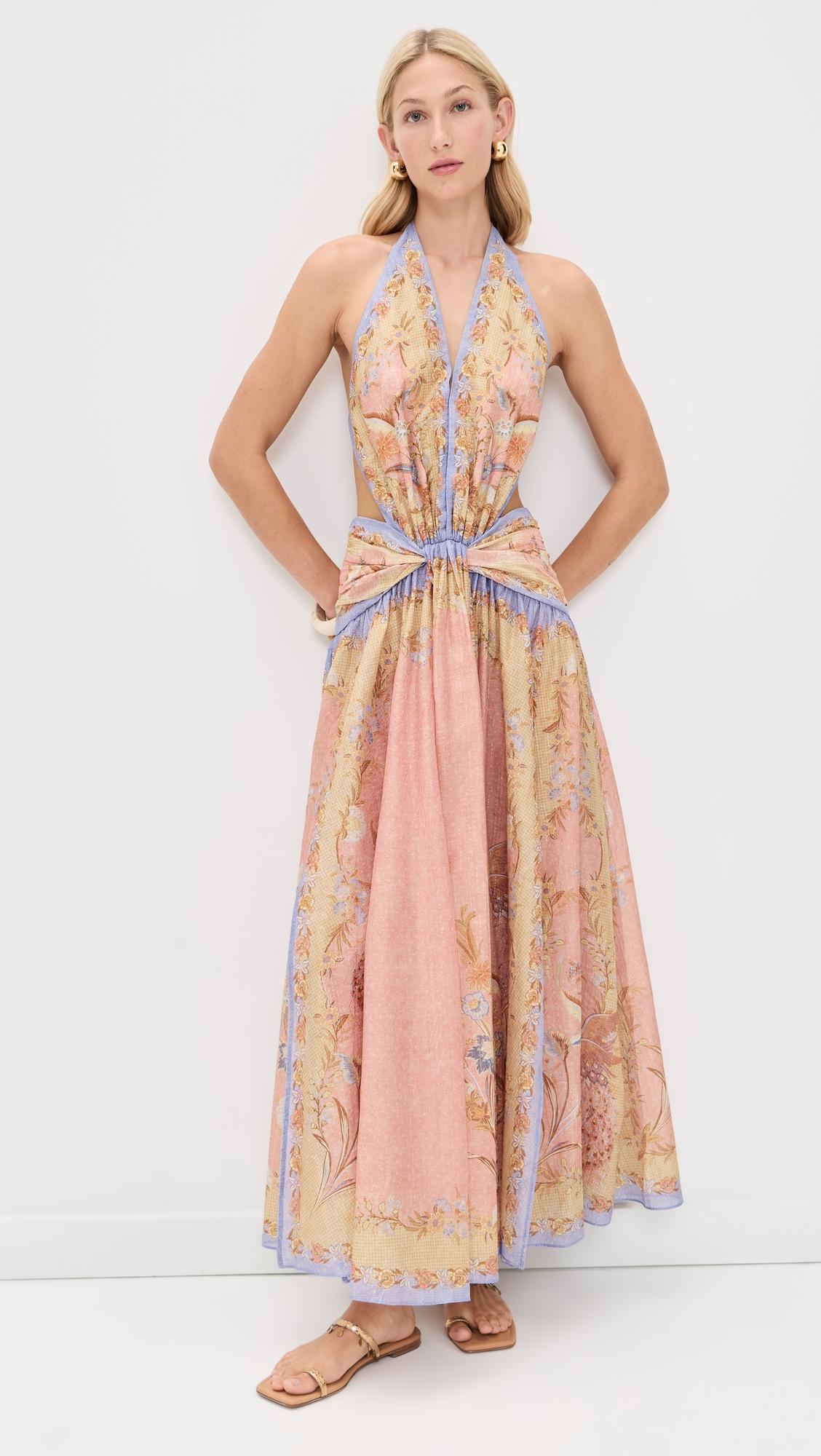 Indra Plunge Halter Maxi Dress by ZIMMERMANN