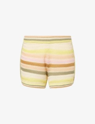 Indra Stripe Crochet Cotton Shorts by ZIMMERMANN