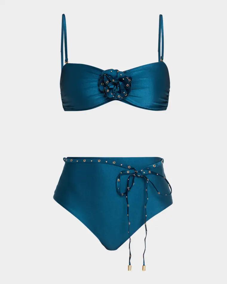 Indra Studded Flower Two-Piece Swimsuit by ZIMMERMANN