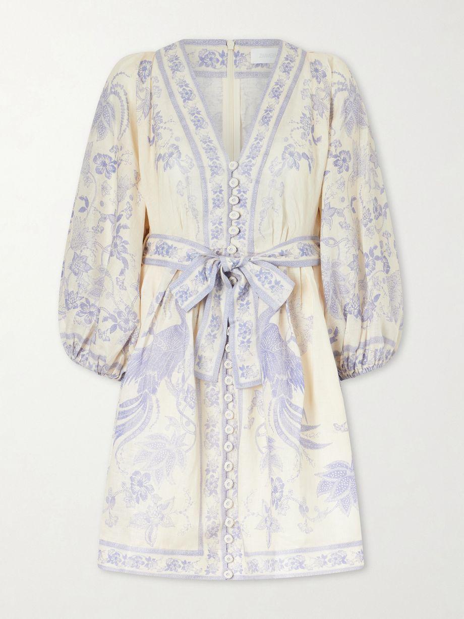 Indra belted floral-print linen mini dress by ZIMMERMANN