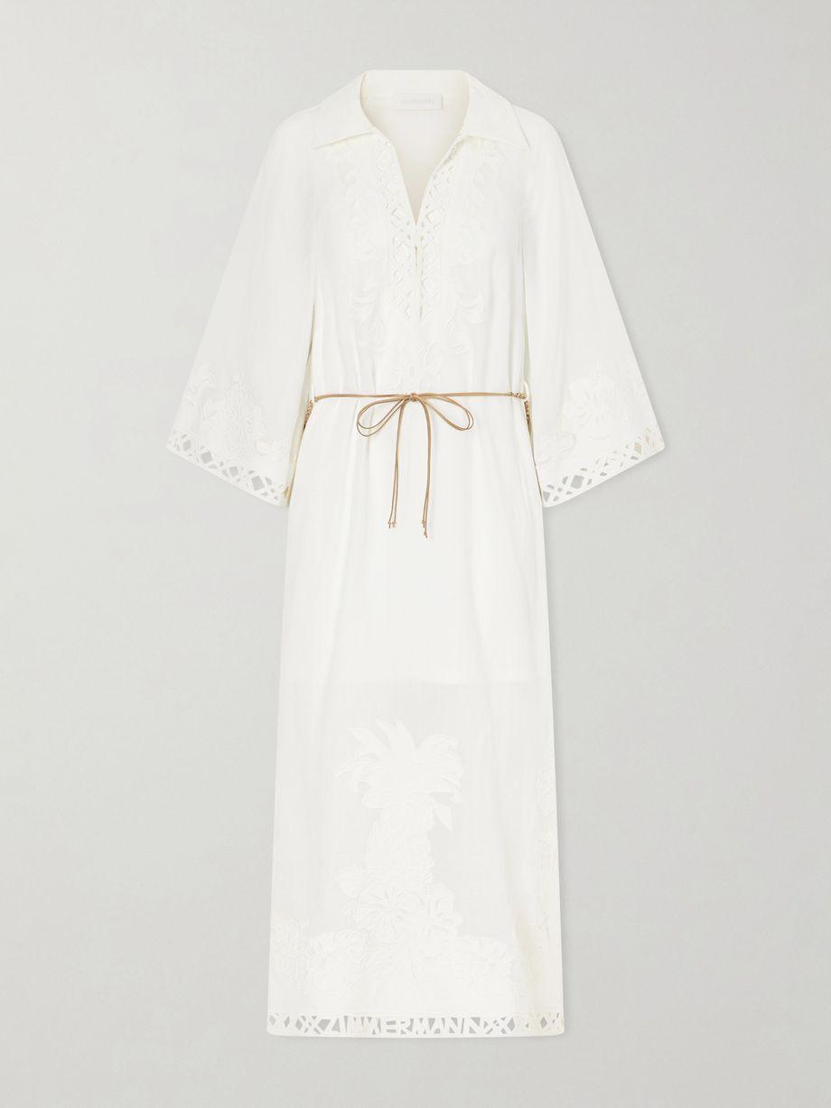 Indra embroidered belted ramie maxi dress by ZIMMERMANN