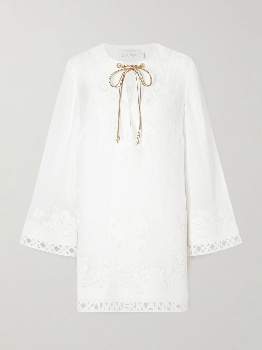 Indra embroidered ramie mini dress by ZIMMERMANN