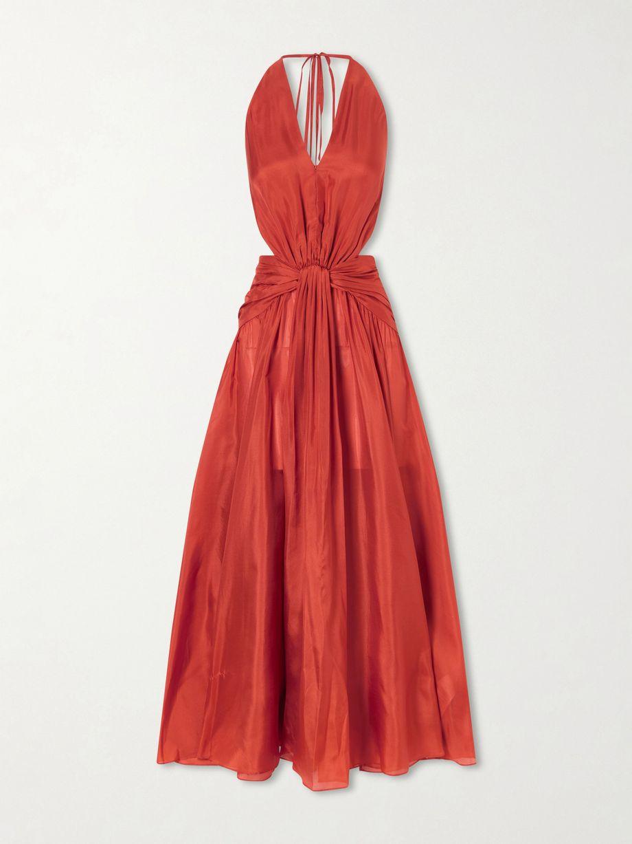 Indra knotted silk halterneck maxi dress by ZIMMERMANN