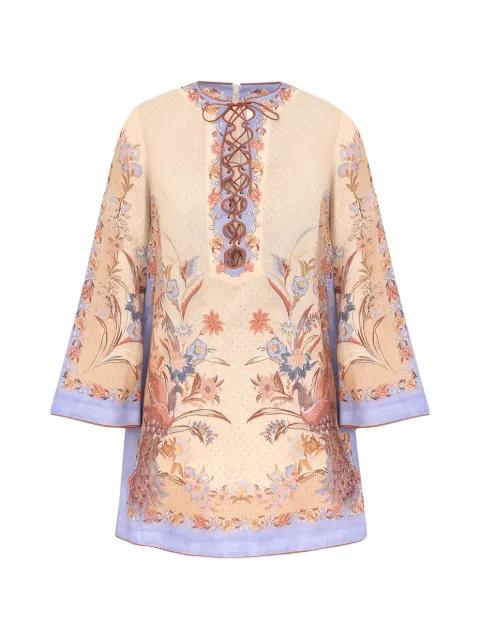 Indra lace-up tunic mini dress by ZIMMERMANN