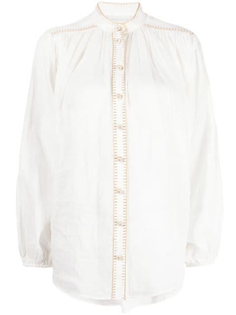 Junie stitch-detail ramie blouse by ZIMMERMANN