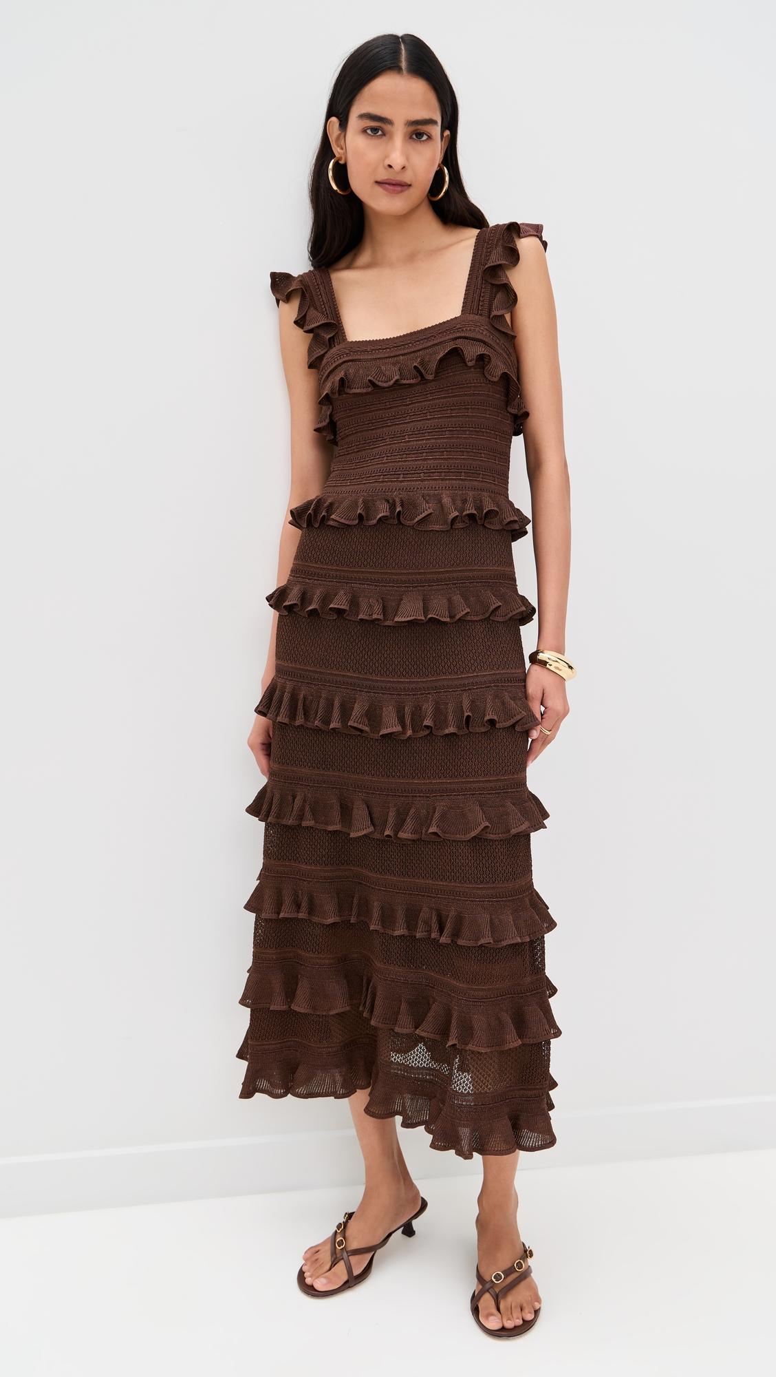 Lace Frill Midi Dress by ZIMMERMANN