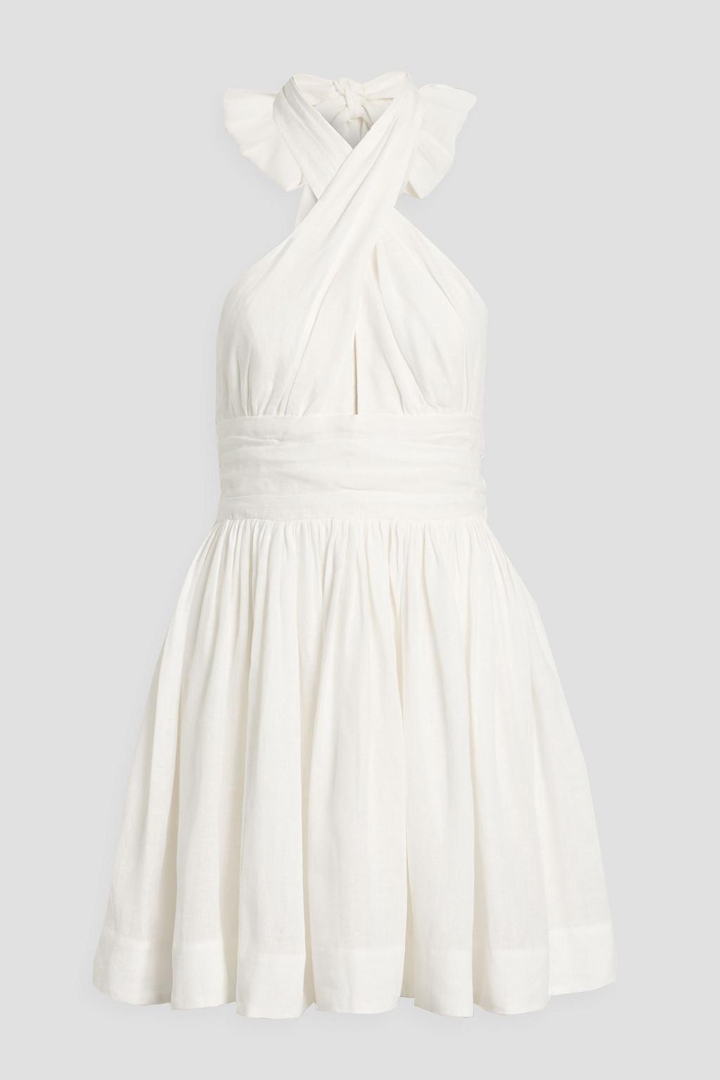 Linen halterneck mini dress by ZIMMERMANN