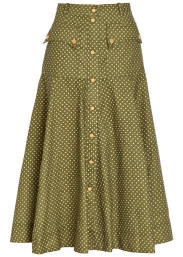 Luna Cargo patterned linen midi skirt by ZIMMERMANN