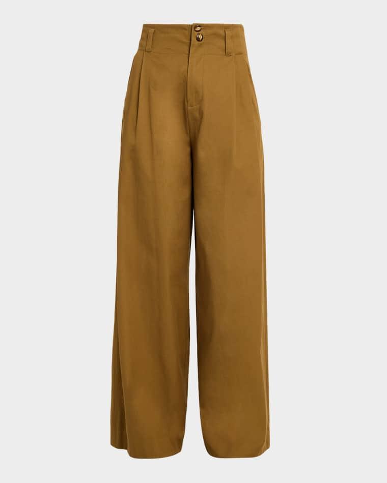 Luna Drill High-Rise Wide-Leg Tailored Pants by ZIMMERMANN