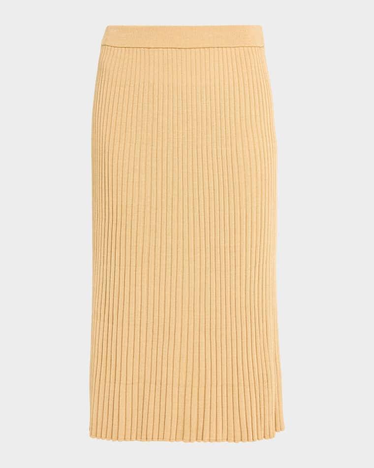 Luna Metallic Ribbed Midi Skirt by ZIMMERMANN