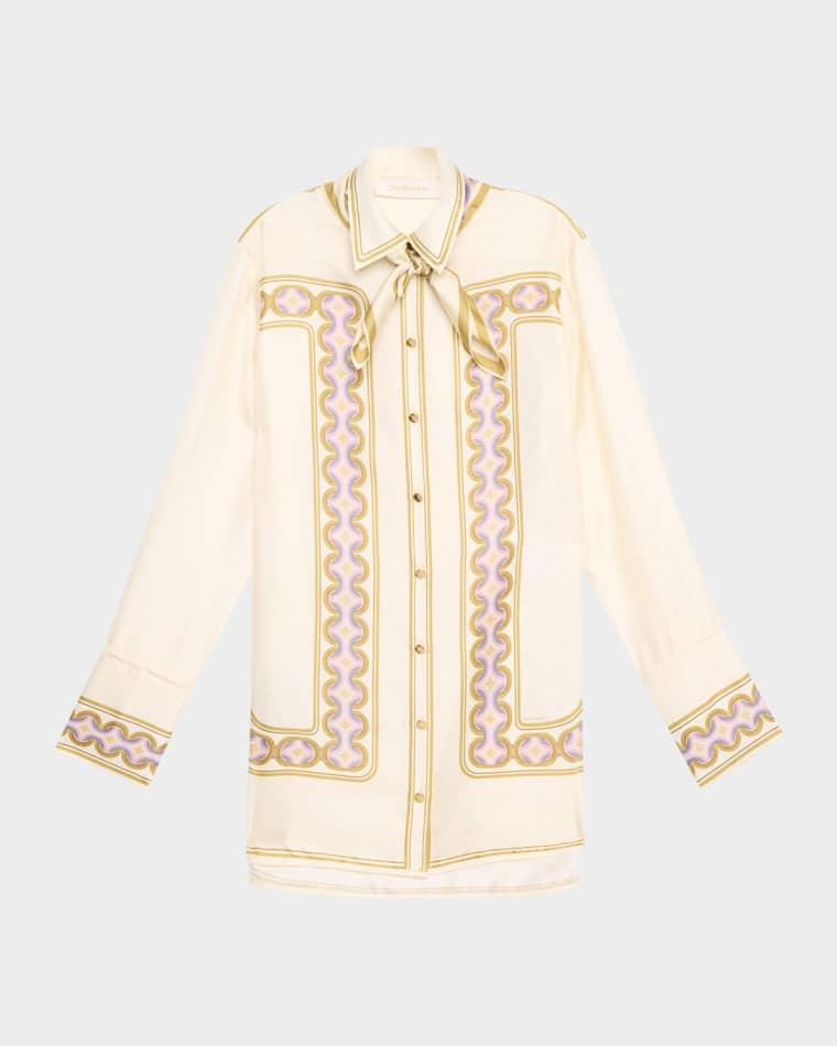 Luna Retro Geo-Print Silk Shirt by ZIMMERMANN