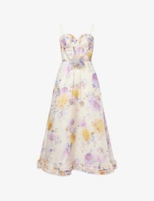Luna Ruffle Linen-Silk Midi Dress by ZIMMERMANN