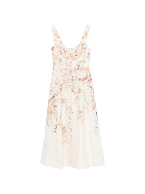 Luna buttoned floral picnic midi dress by ZIMMERMANN