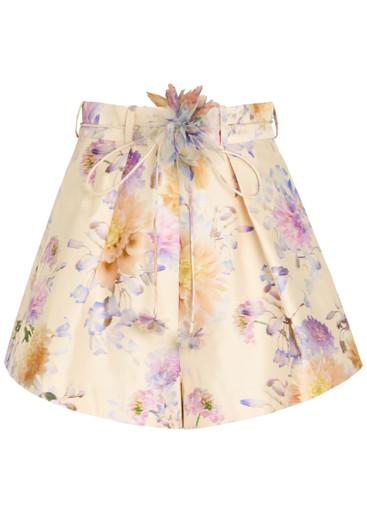 Luna floral belted silk-blend shorts by ZIMMERMANN