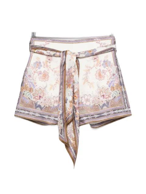 Luna floral-print belted mini shorts by ZIMMERMANN