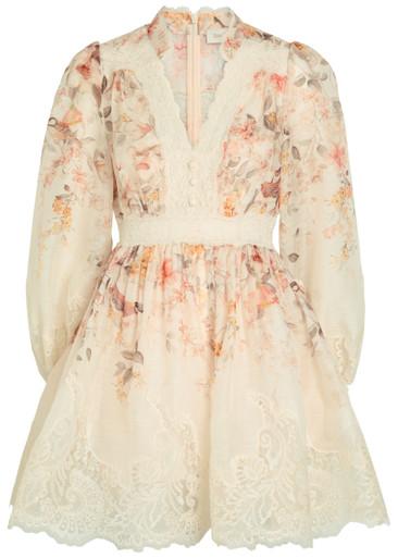 Luna lace-trimmed linen-blend mini dress by ZIMMERMANN