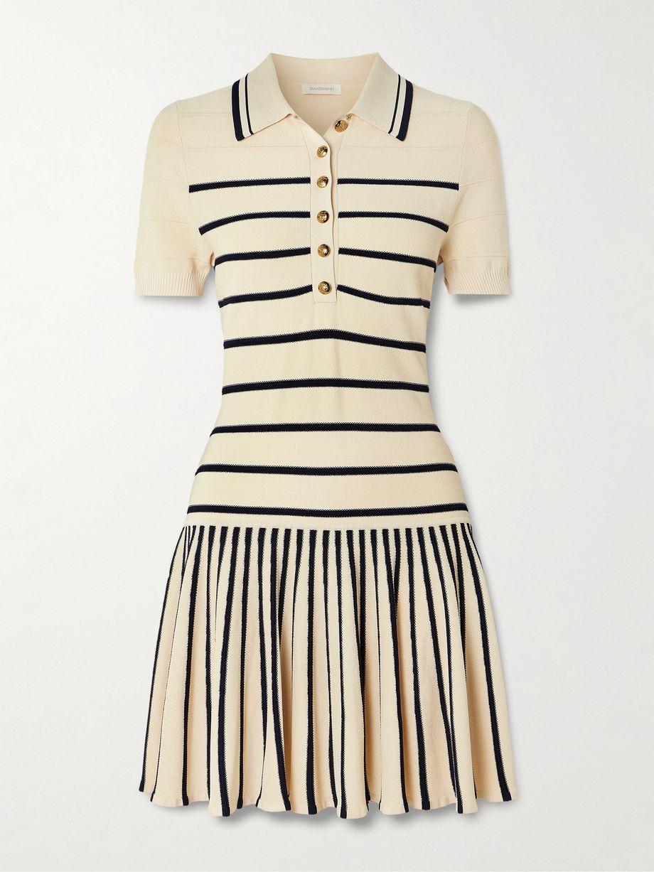 Luna pleated striped ribbed-knit mini dress by ZIMMERMANN