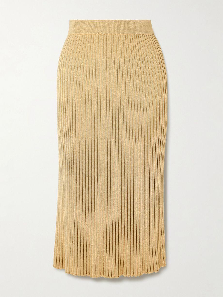 Luna ribbed metallic midi skirt by ZIMMERMANN