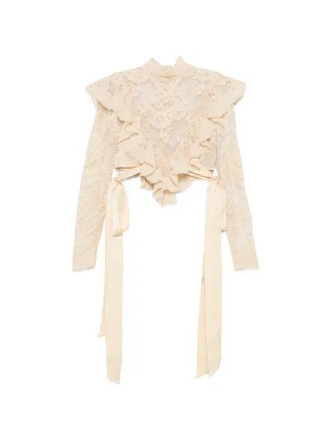 Luna ruffled lace-embroidered top by ZIMMERMANN
