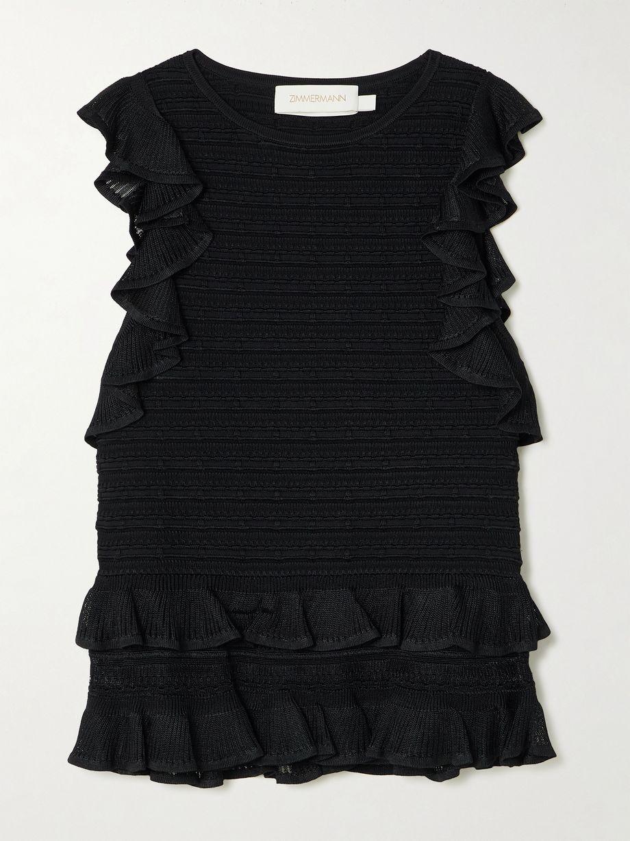 Luna ruffled tiered ribbed-knit top by ZIMMERMANN