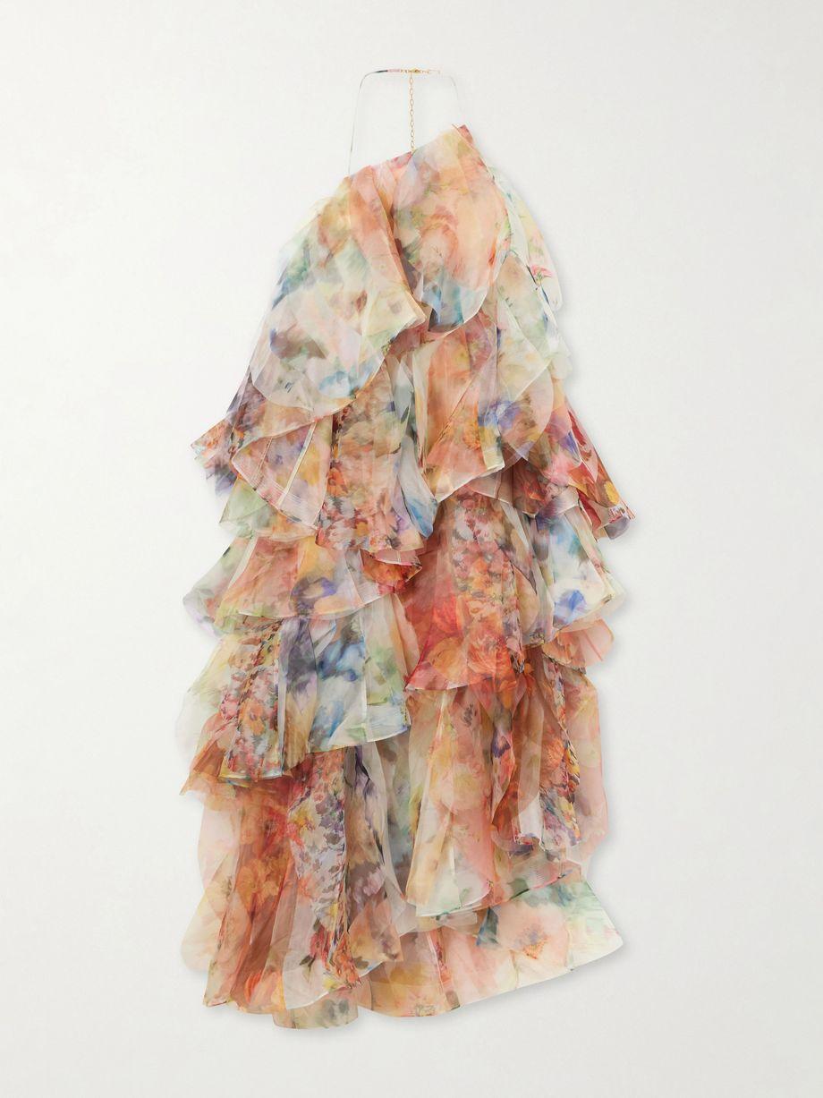 Luna tiered ruffled floral-print chiffon halterneck midi dress by ZIMMERMANN