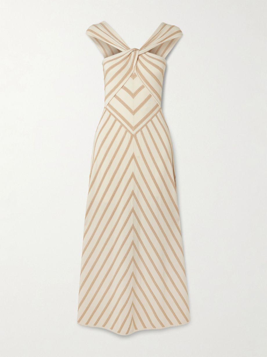 Luna twisted striped metallic knitted midi dress by ZIMMERMANN