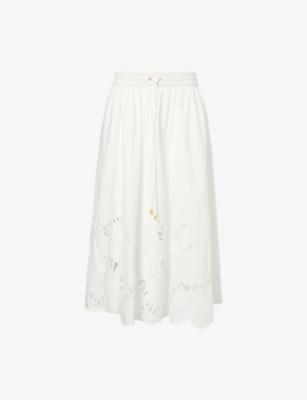 Mahon Embroidered Cotton Midi Skirt by ZIMMERMANN