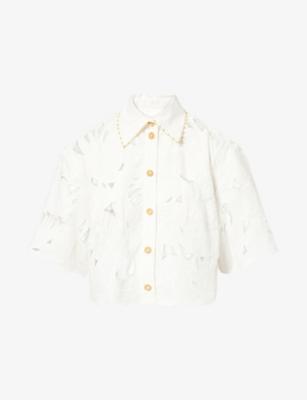 Mahon Embroidered Cropped Cotton Shirt by ZIMMERMANN