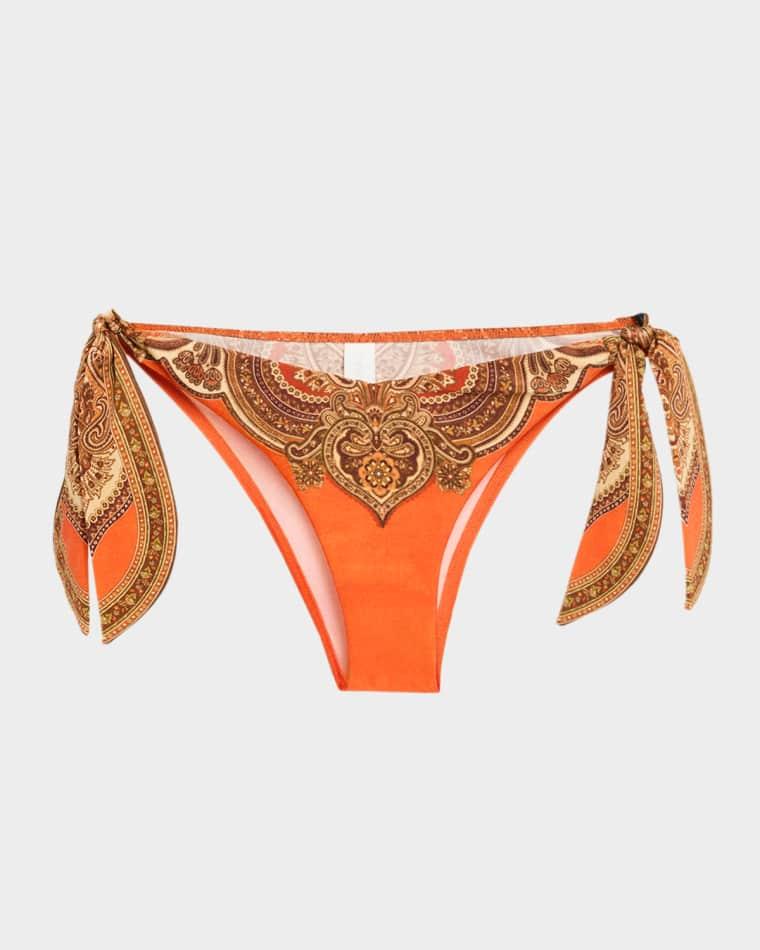 Mahon Scarf Tie-Side Bikini Bottoms by ZIMMERMANN