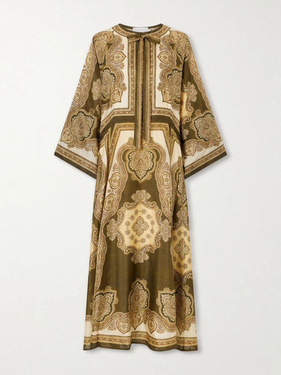 Mahon printed silk-satin midi dress by ZIMMERMANN