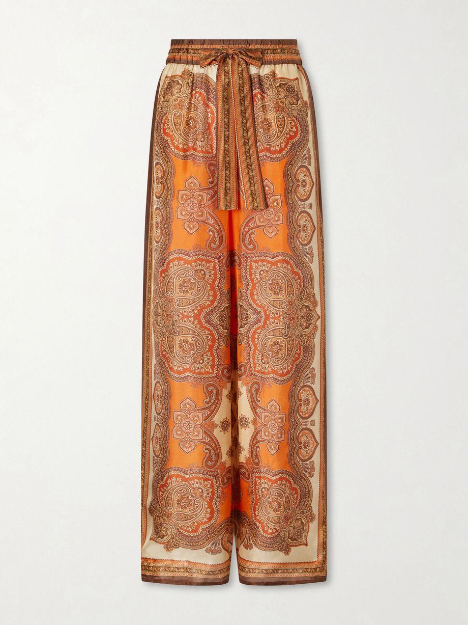 Mahon printed silk-satin wide-leg pants by ZIMMERMANN