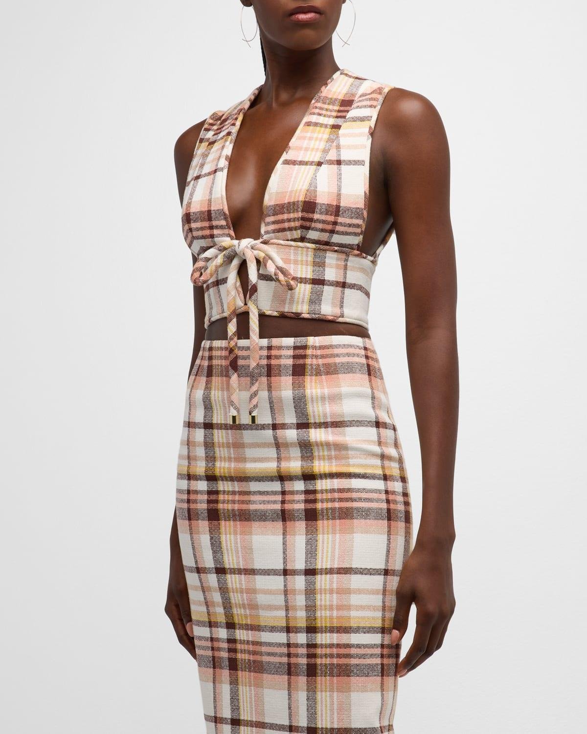 Matchmaker Check Bow-Front Bodice by ZIMMERMANN