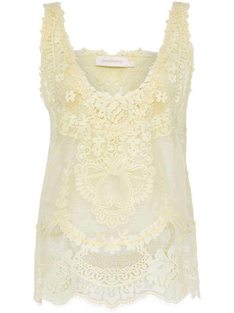 Natura floral-lace tank top by ZIMMERMANN