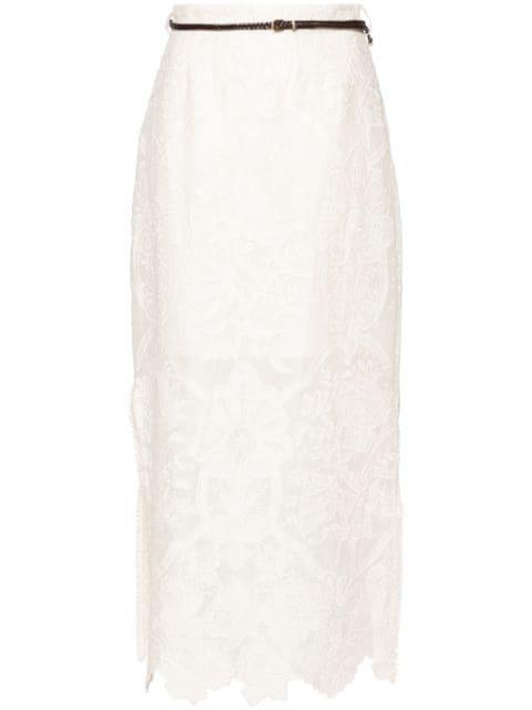Ottie embroidered midi skirt by ZIMMERMANN