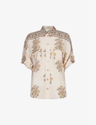 Paisley-print short-sleeved silk-blend shirt by ZIMMERMANN