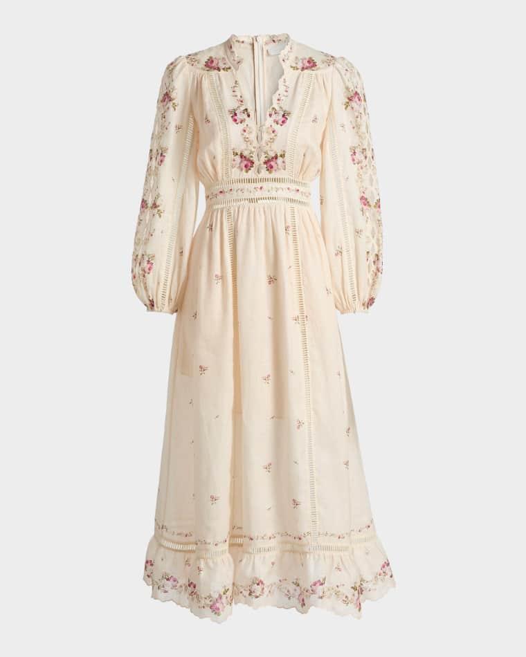 Patience Floral Linen Midi-Dress by ZIMMERMANN