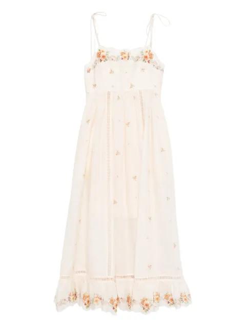 Patience cami floral embroidered midi dress by ZIMMERMANN