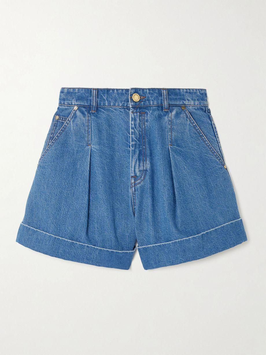 Pleated denim shorts by ZIMMERMANN