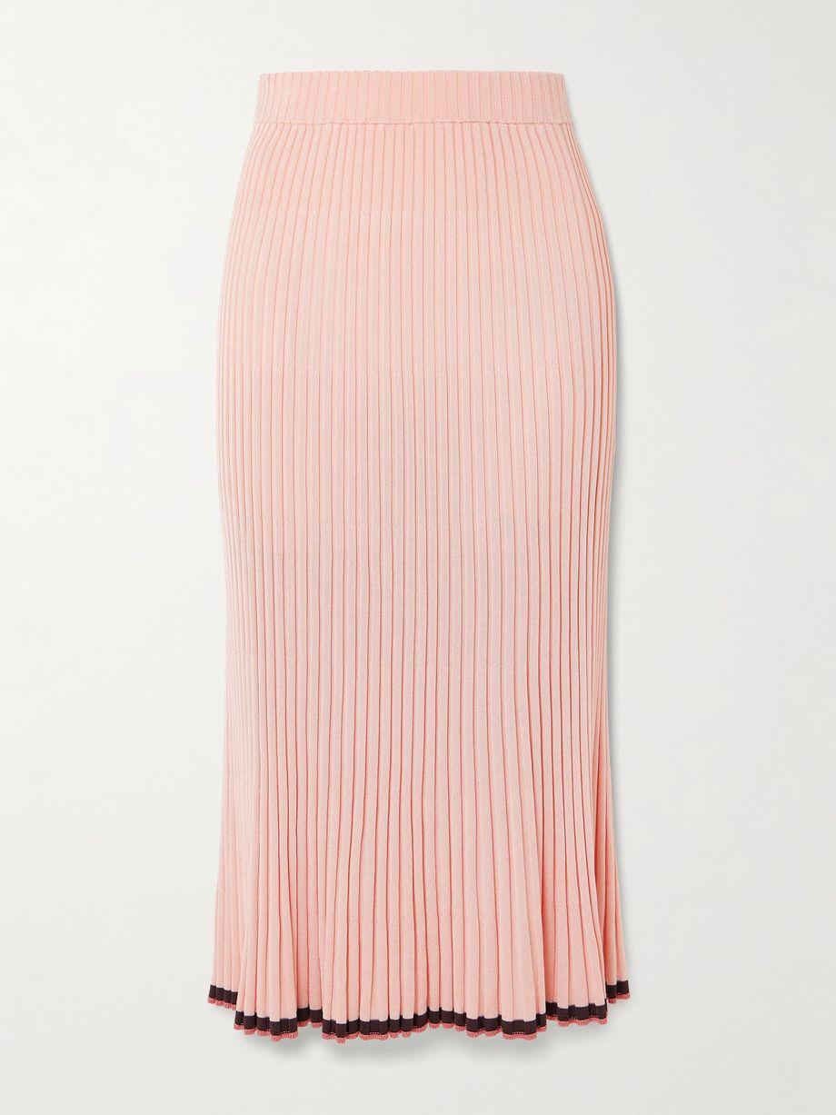 Pleated ribbed-knit midi skirt by ZIMMERMANN