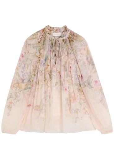 Rebellion Billow floral-print georgette blouse by ZIMMERMANN