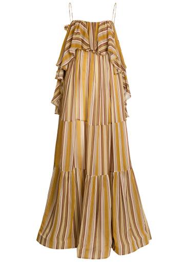Rebellion Bohemian striped ruffled chiffon maxi dress by ZIMMERMANN