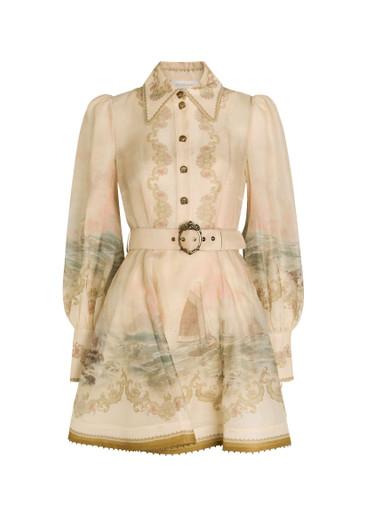 Rebellion Marine printed linen-blend mini shirt dress by ZIMMERMANN