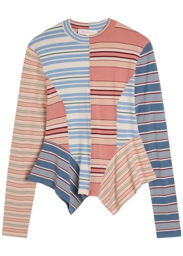 Rebellion Spliced striped asymmetric knit top by ZIMMERMANN